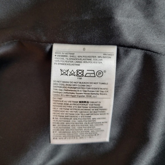 Banana Republic Black Jacquard Long Line Tuxedo Blazer Size 0 - Picture 5 of 11